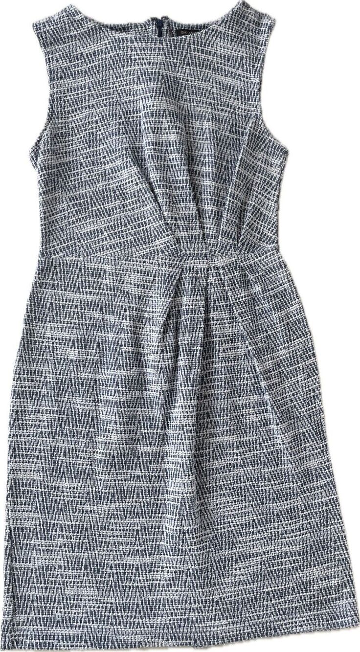Banana Republic Tweed Blue and White Dress Size 4 Knee Length Twist Waist Accent